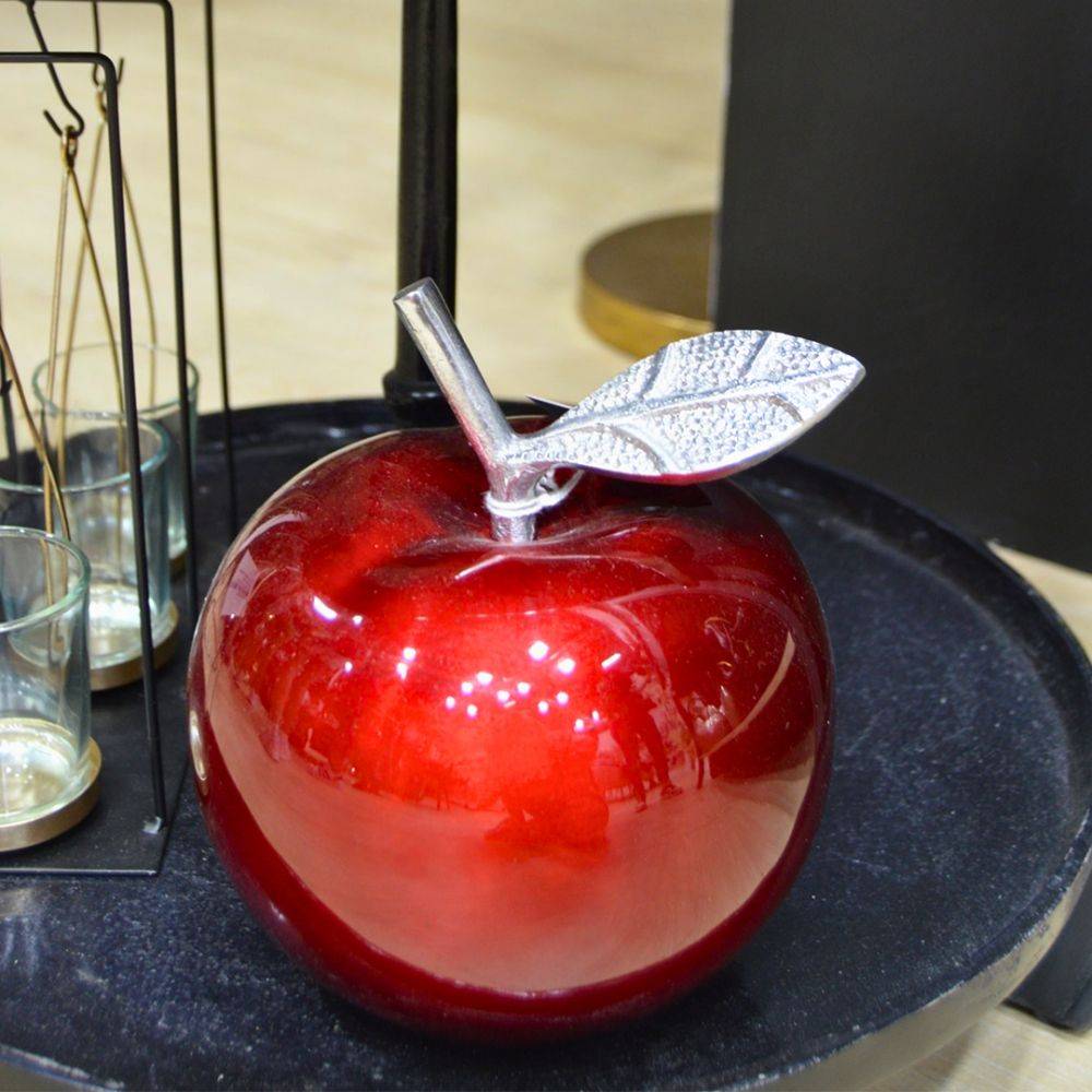 Home Edelweiss - Statuette pomme rouge en aluminium Claire 16 cm - Imagen 2