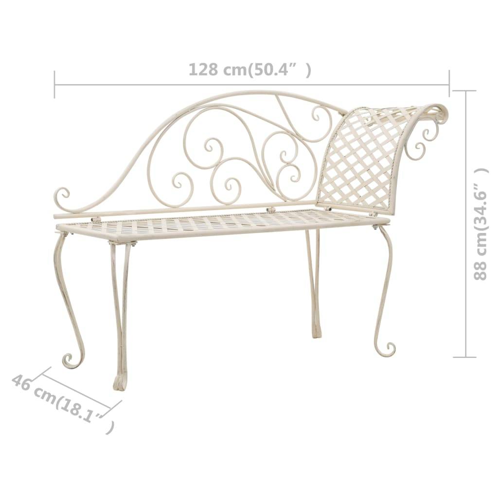 Vidaxl - Chaise longue de jardin 128 cm Métal Antique Blanc vidaXL 45431 - Image 3
