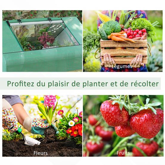 ComfortXL - Mini serre tunnel acier bâche PE jardin protection hivernage 180x140x80cm vert foncé - ComfortXL Outdoor Living - Image 9