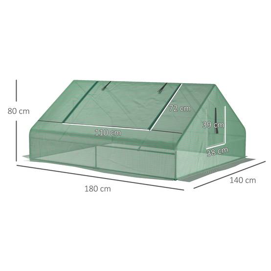 ComfortXL - Mini serre tunnel acier bâche PE jardin protection hivernage 180x140x80cm vert foncé - ComfortXL Outdoor Living - Image 5