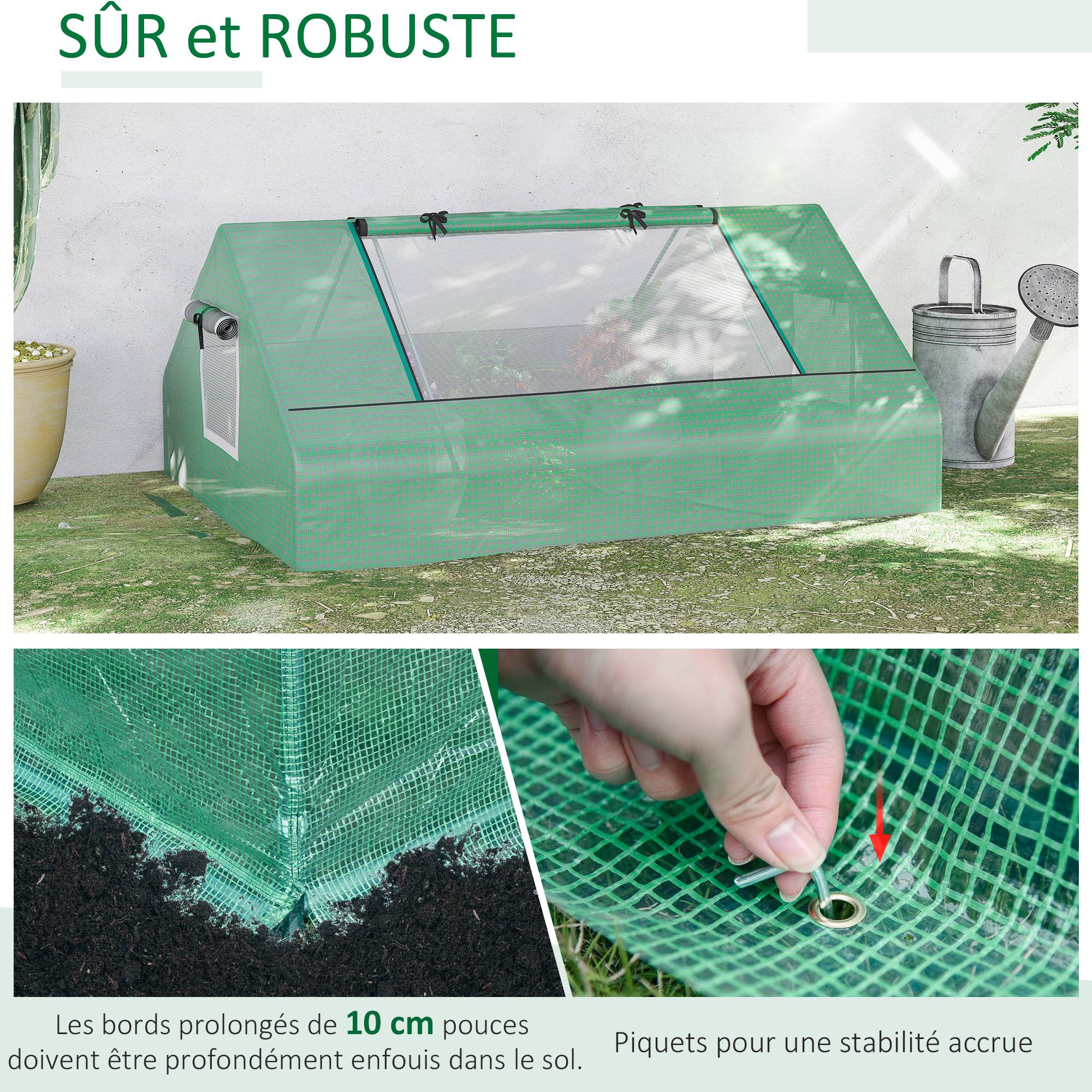 ComfortXL - Mini serre tunnel acier bâche PE jardin protection hivernage 180x140x80cm vert foncé - ComfortXL Outdoor Living - Image 7