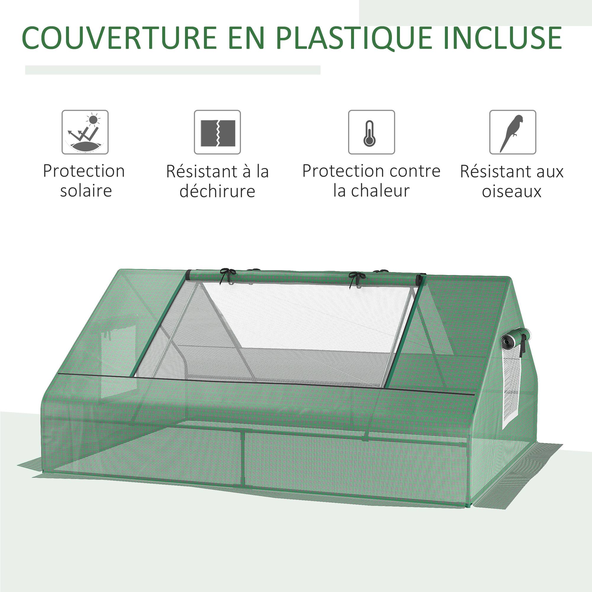 ComfortXL - Mini serre tunnel acier bâche PE jardin protection hivernage 180x140x80cm vert foncé - ComfortXL Outdoor Living - Image 6
