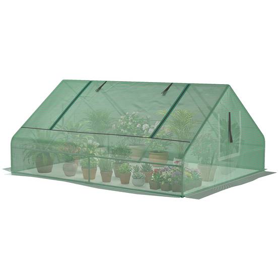 ComfortXL - Mini serre tunnel acier bâche PE jardin protection hivernage 180x140x80cm vert foncé - ComfortXL Outdoor Living - Image 2