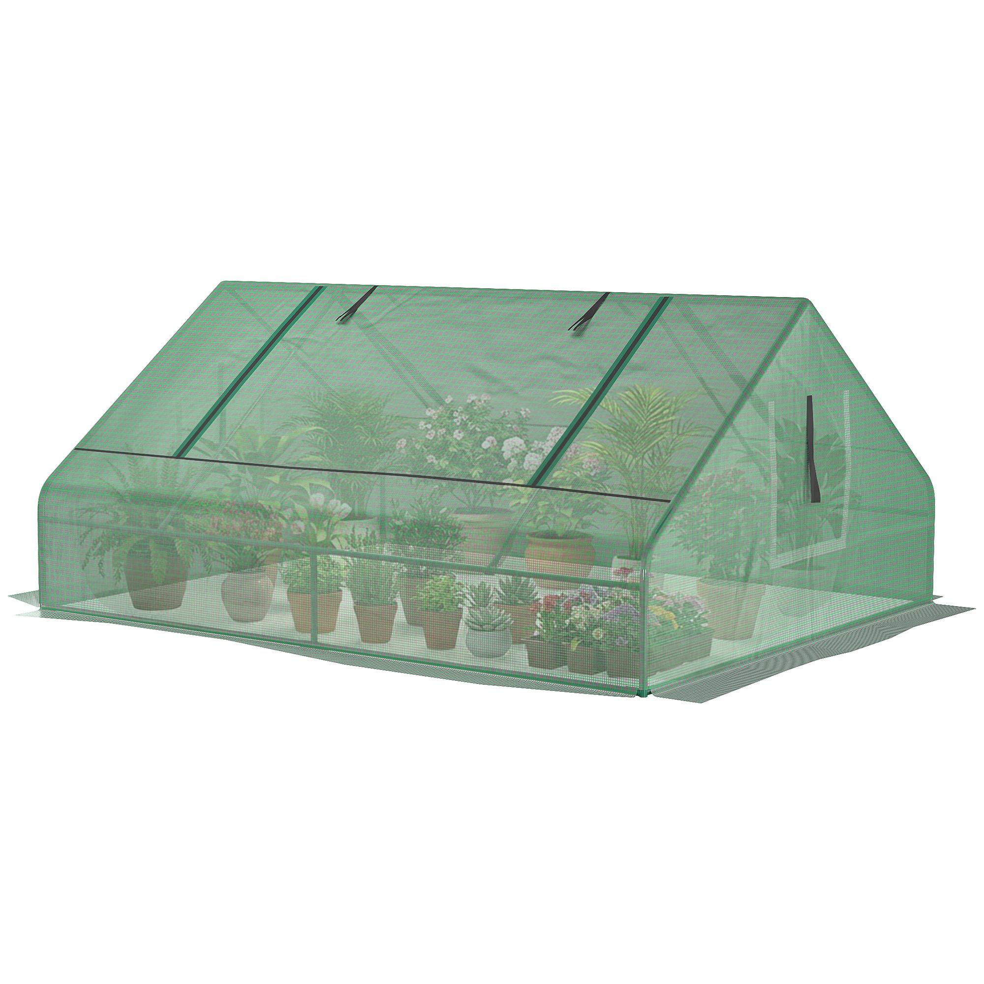 ComfortXL - Mini serre tunnel acier bâche PE jardin protection hivernage 180x140x80cm vert foncé - ComfortXL Outdoor Living - Image 2