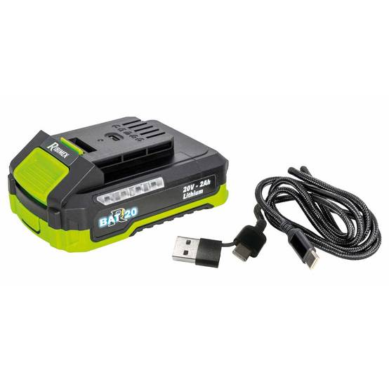 Ribimex - Batterie 2 Amp R-BAT20 avec câble de charge 1m USB-C USB-A