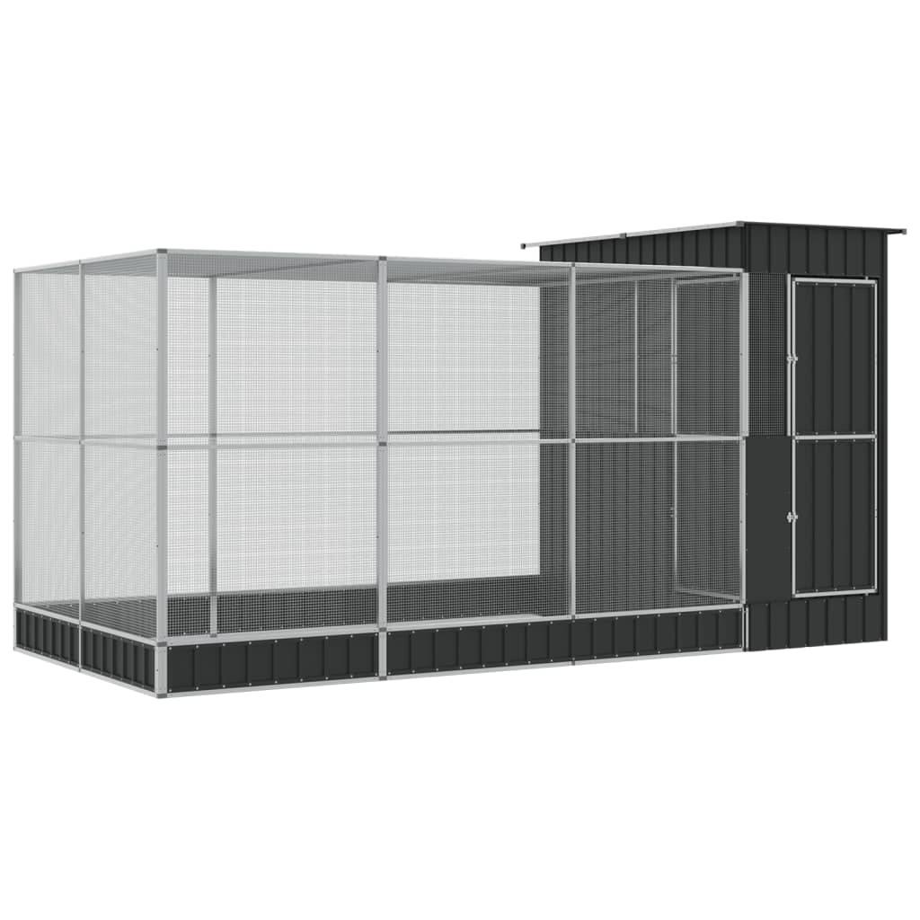 Volière avec Extension Acier Galvanisé Large Argent 416x203x216cm - ComfortXL Outdoor Living - Image 2
