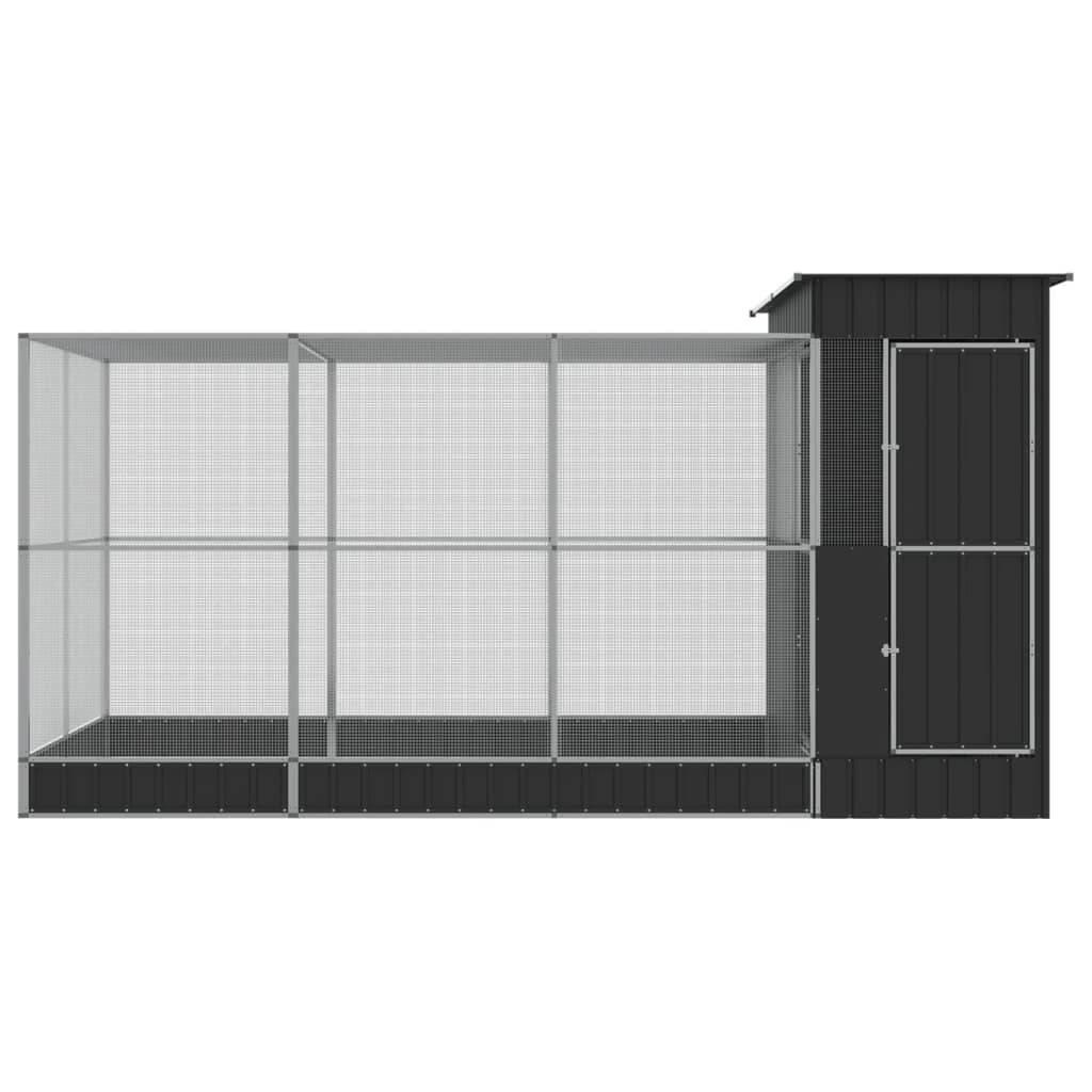 Volière avec Extension Acier Galvanisé Large Argent 416x203x216cm - ComfortXL Outdoor Living - Image 3