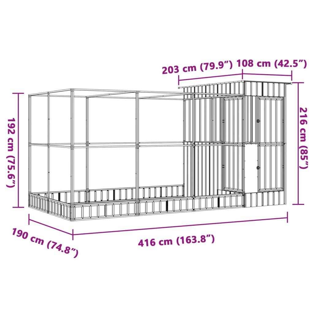 Volière avec Extension Acier Galvanisé Large Argent 416x203x216cm - ComfortXL Outdoor Living - Image 8
