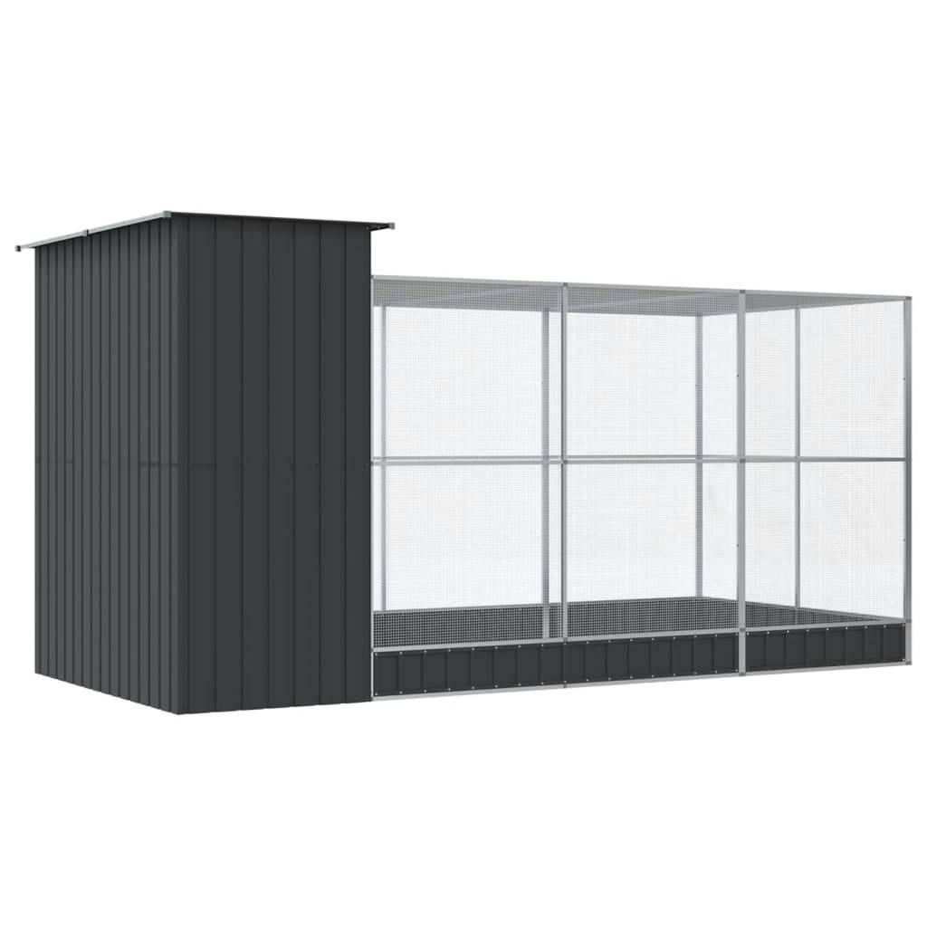Volière avec Extension Acier Galvanisé Large Argent 416x203x216cm - ComfortXL Outdoor Living - Image 5