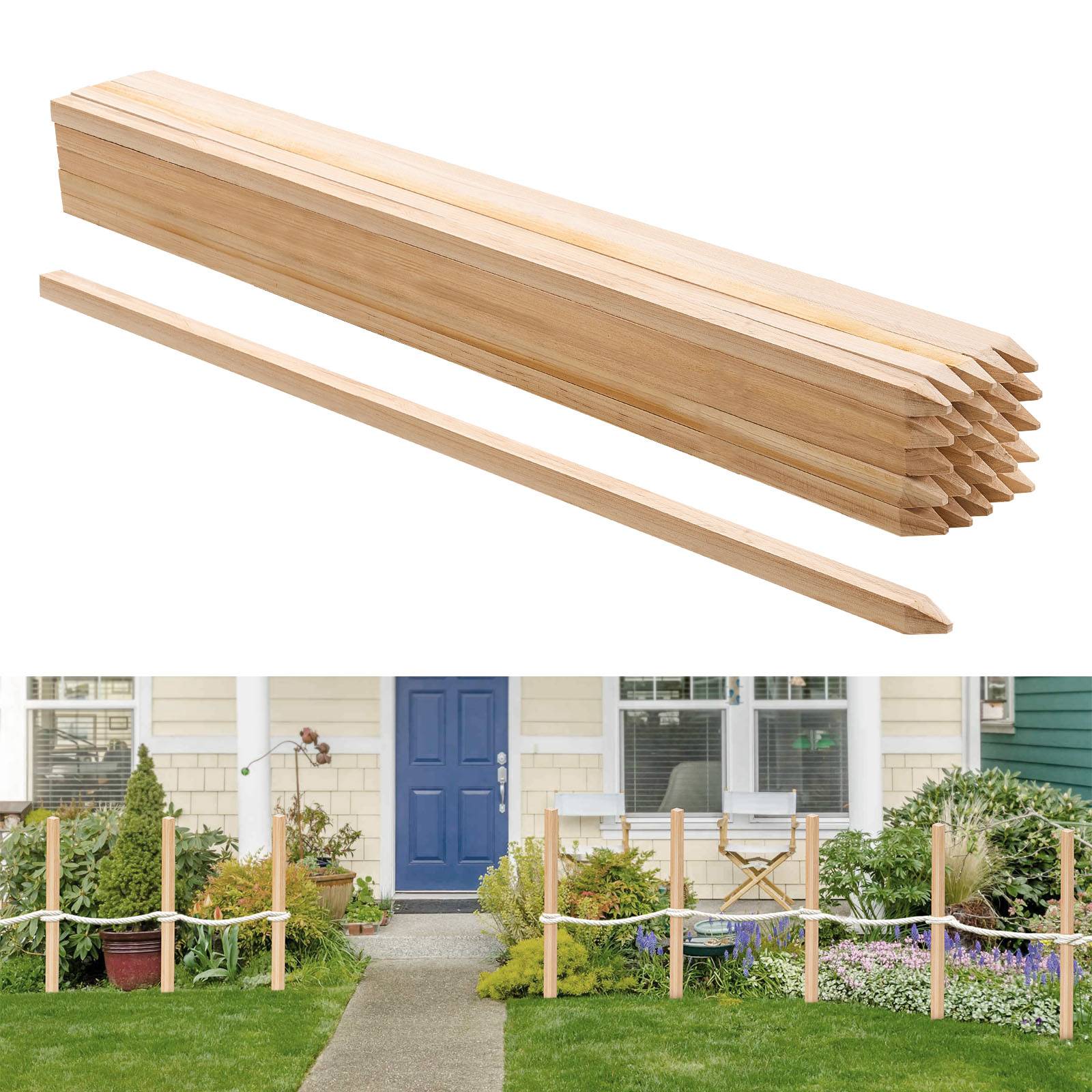 VEVOR Piquets Clôture Jardin Bois Poteaux à Pointe 25 PCS 19,05x19,05x914,4 mm - Image 1