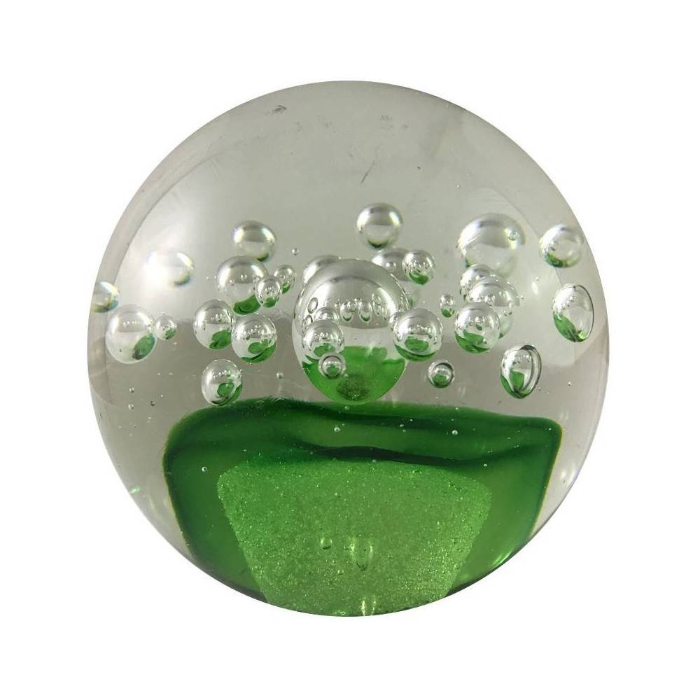 Presse papier sulfure "Ciel" en verre vert Ø.10 cm Chemin de campagne - Imagen 1