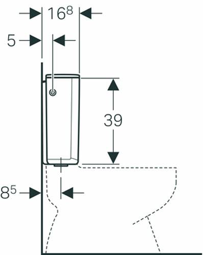 Réservoir double touche NF alimentation latérale blanc - GEBERIT - 128.317.11.5 - Image 2
