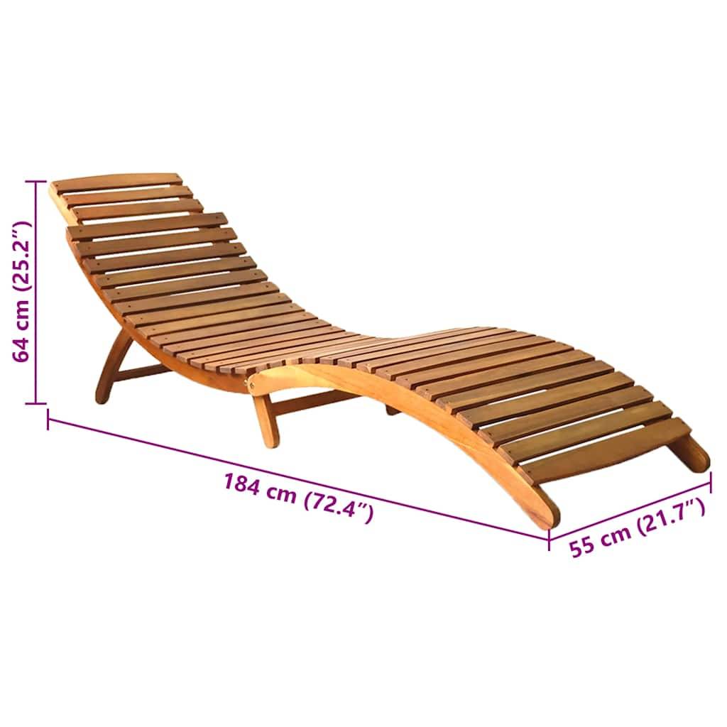 Transat de jardin en bois d'acacia massif pliable avec coussin 184cm Gris - ComfortXL Outdoor Living - Image 9