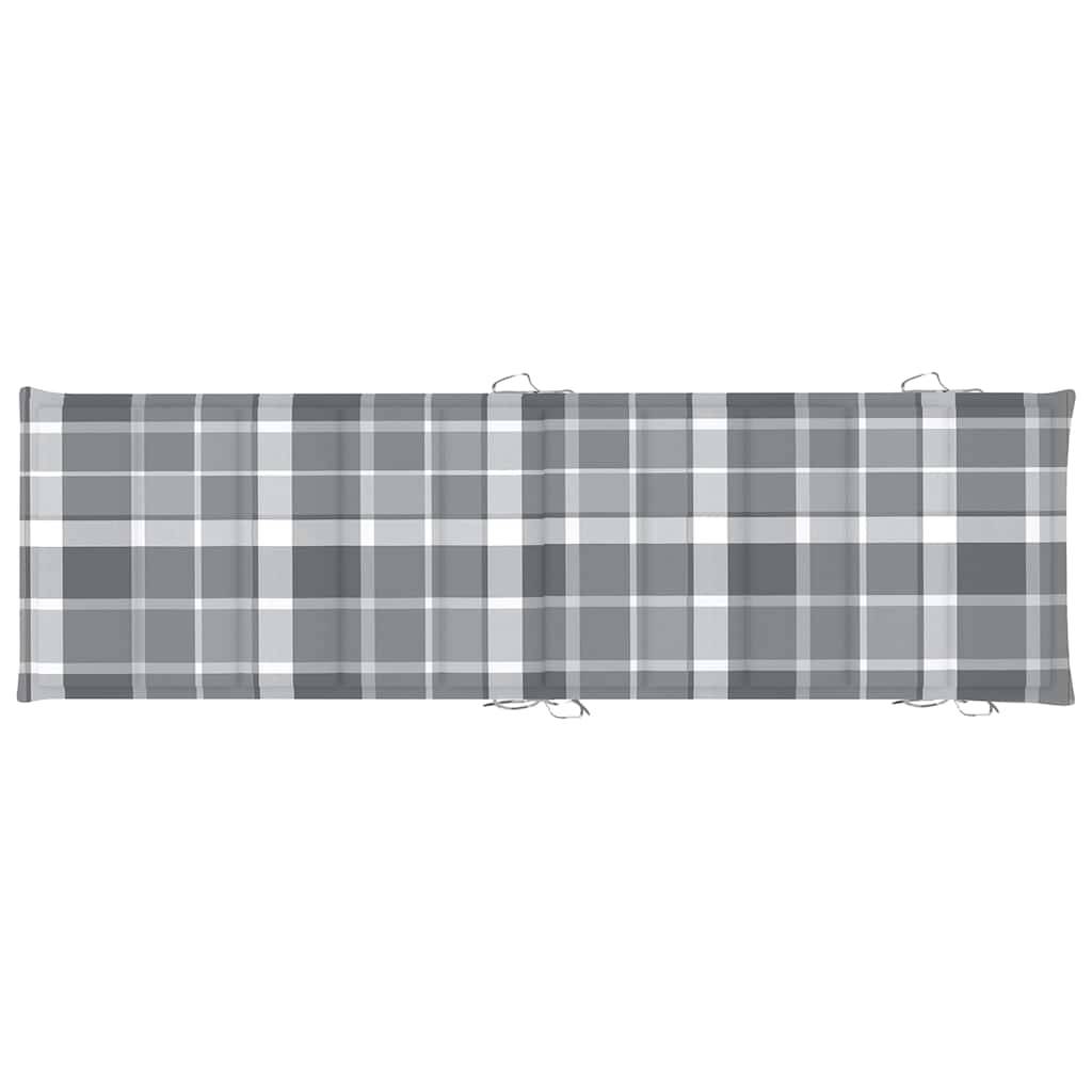 Transat de jardin en bois d'acacia massif pliable avec coussin 184cm Gris - ComfortXL Outdoor Living - Image 4