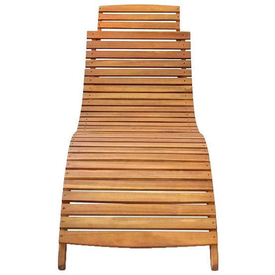 Transat de jardin en bois d'acacia massif pliable avec coussin 184cm Gris - ComfortXL Outdoor Living - Image 3