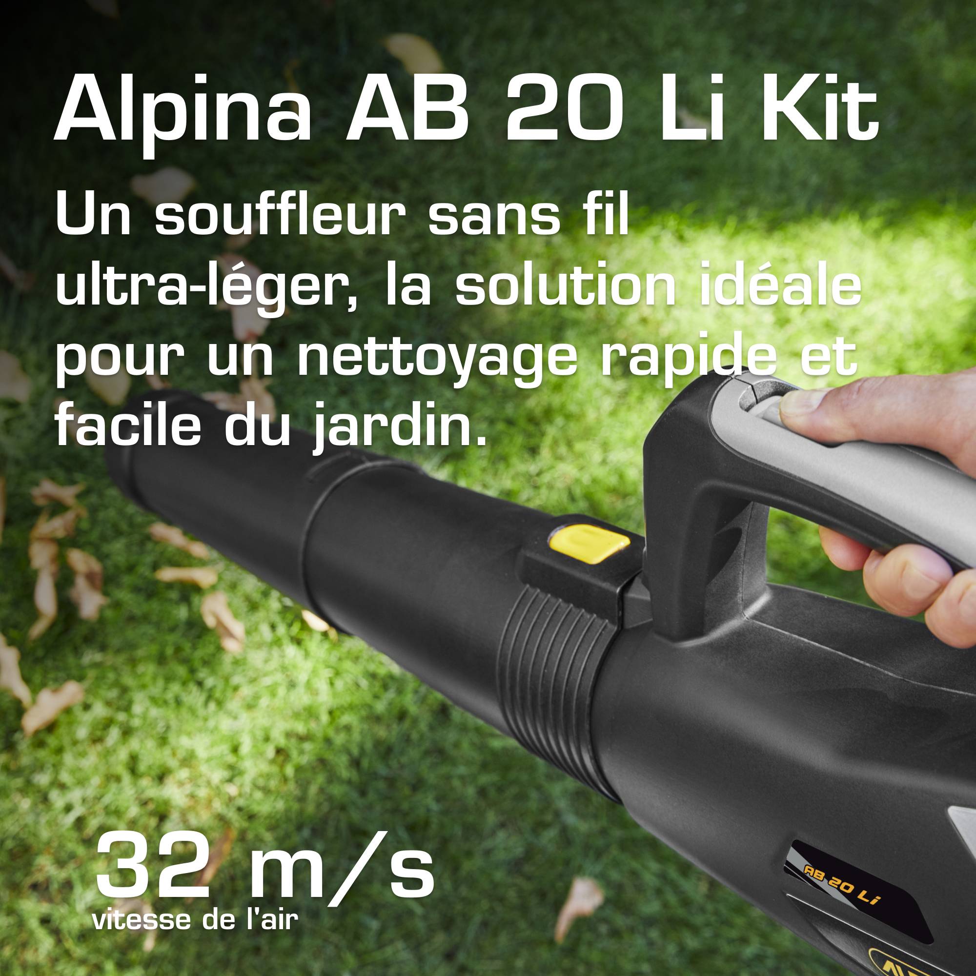 Alpina - Souffleur sans fil AB 20 Li, 20V, vitesse air 32 m/s, léger 1.8kg, contrôle vitesse - ALPINA - Imagen 2
