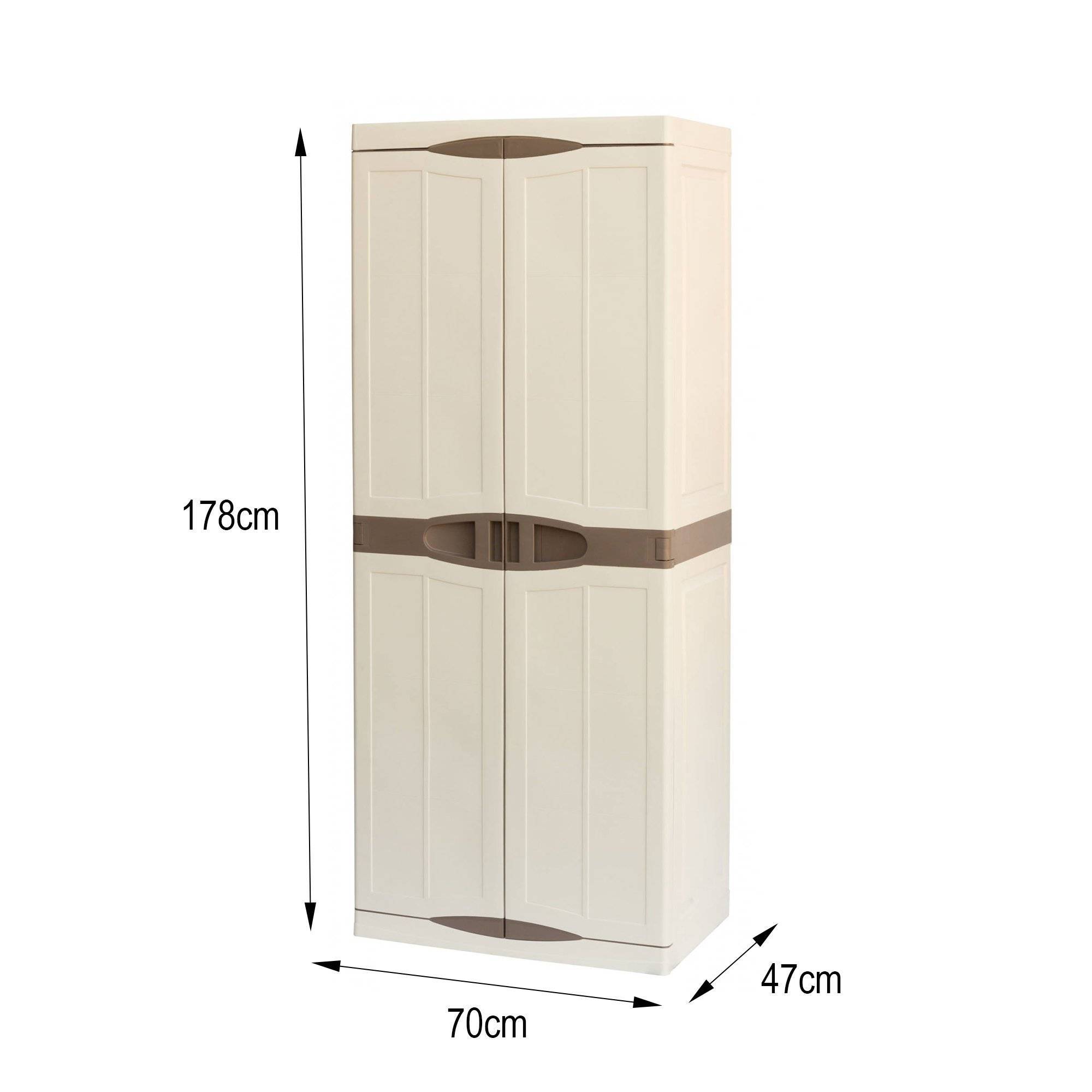 Dmora - Armoire d'extérieur Dbattistin, Armoire de balcon polyvalente, Armoire d'extérieur 2 portes, Beige et Marron, Finition élégante, 70x47h179 cm - Dmora - Imagen 3