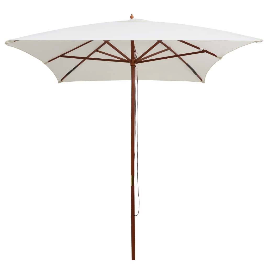 Helloshop26 - Parasol avec poteau en bois 200 x 300 cm blanc crème - Imagen 2