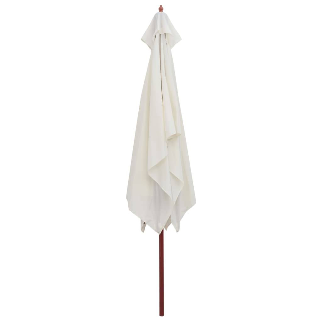 Helloshop26 - Parasol avec poteau en bois 200 x 300 cm blanc crème - Imagen 3
