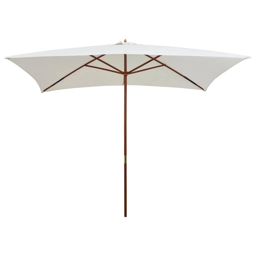 Helloshop26 - Parasol avec poteau en bois 200 x 300 cm blanc crème - Imagen 1