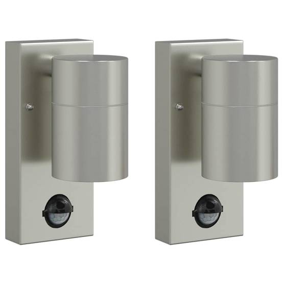 2pcs Appliques murales extérieures - Lampes murales extérieures Argent 6.5 x 10.5 x 16 cm g17 - Image 1