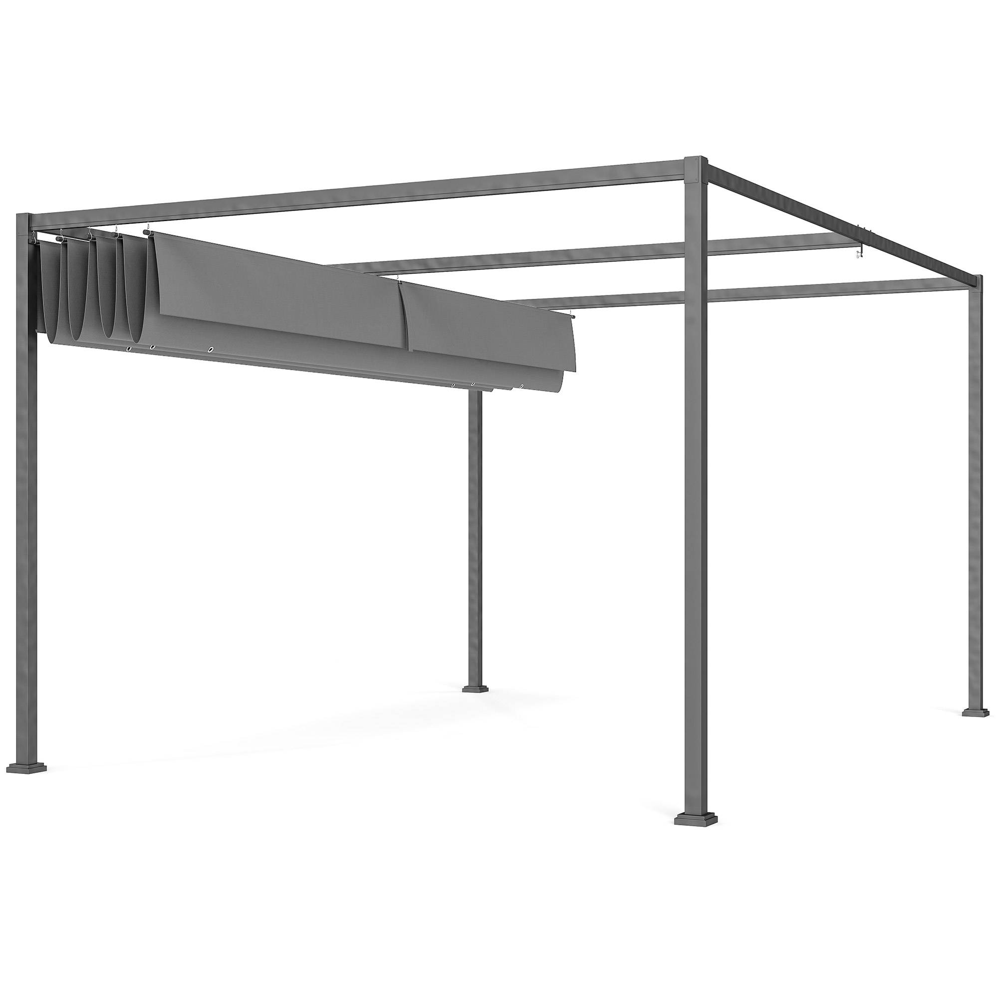 Pergola de jardin métal terrasse toit rétractable manuel anti-UV 4x3m gris - ComfortXL Outdoor Living - Image 1