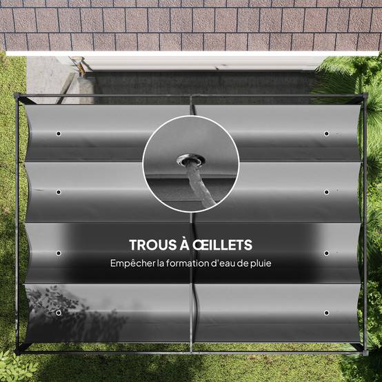 Pergola de jardin métal terrasse toit rétractable manuel anti-UV 4x3m gris - ComfortXL Outdoor Living - Image 8