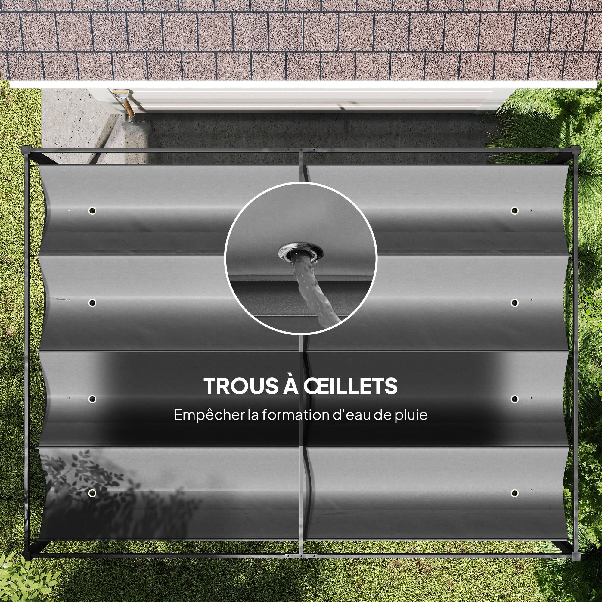 Pergola de jardin métal terrasse toit rétractable manuel anti-UV 4x3m gris - ComfortXL Outdoor Living - Image 8