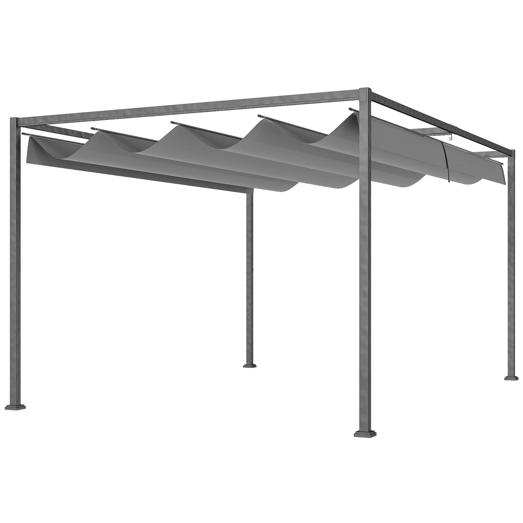 Pergola de jardin métal terrasse toit rétractable manuel anti-UV 4x3m gris - ComfortXL Outdoor Living - Image 2
