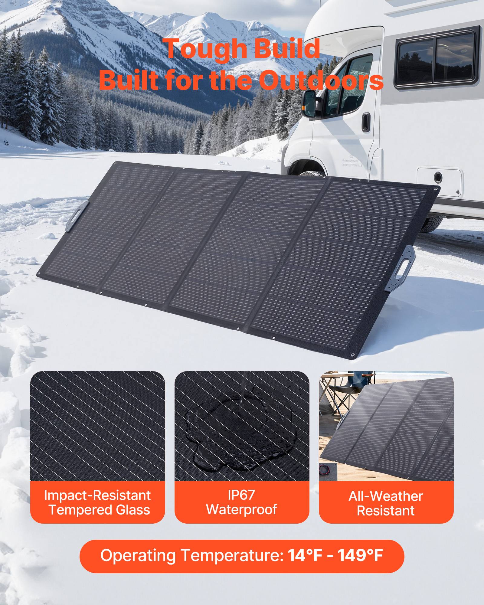 Vevor - VEVOR Panneau Solaire Portable Chargeur Solaire Pliable Monocristallin 400 W - Image 5