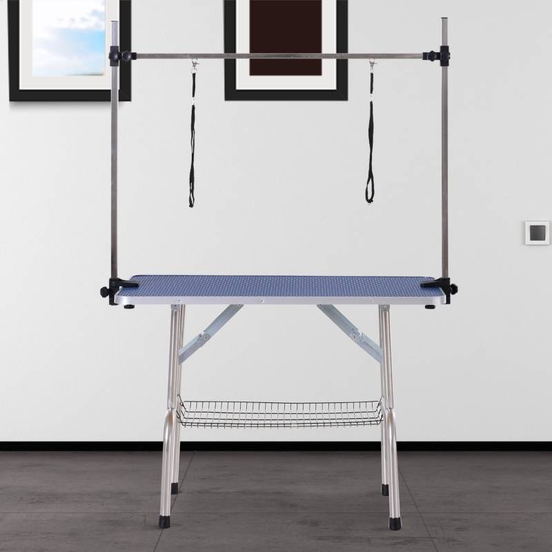 Table de toilettage chien intérieur 107 x 60 x 170 cm acier bleu - PANGIVO - Image 2