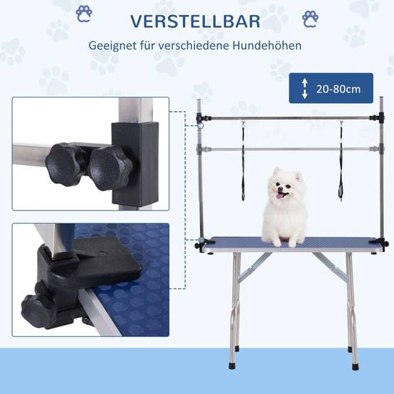 Table de toilettage chien intérieur 107 x 60 x 170 cm acier bleu - PANGIVO - Image 4