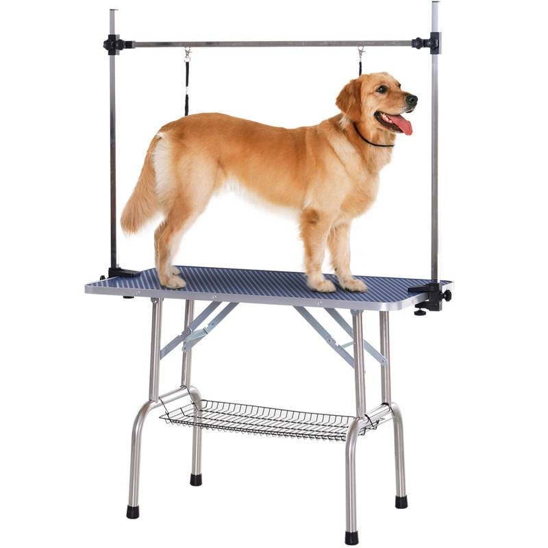 Table de toilettage chien intérieur 107 x 60 x 170 cm acier bleu - PANGIVO - Image 1