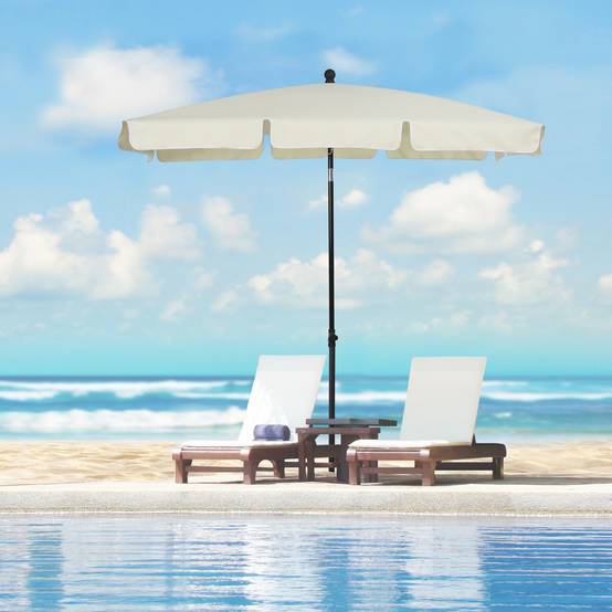 Parasol de jardin Parasol droit rectangulaire inclinable - 198x130x245cm Aluminium Beige fr277 - Image 4