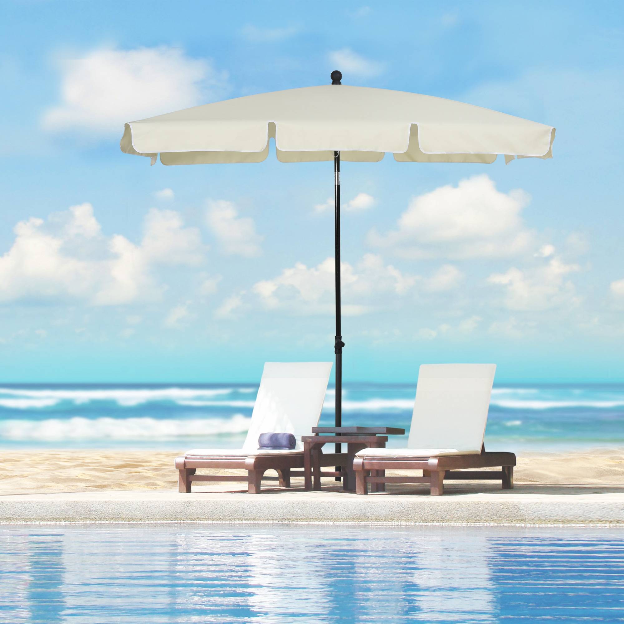Parasol de jardin Parasol droit rectangulaire inclinable - 198x130x245cm Aluminium Beige fr277 - Image 4