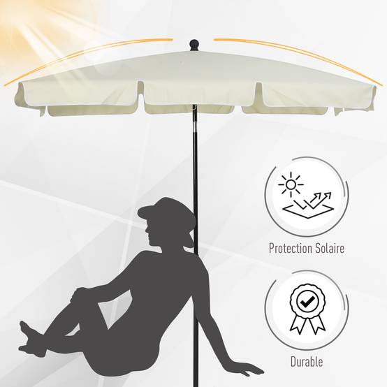 Parasol de jardin Parasol droit rectangulaire inclinable - 198x130x245cm Aluminium Beige fr277 - Image 6