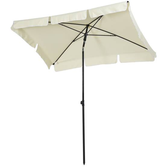 Parasol de jardin Parasol droit rectangulaire inclinable - 198x130x245cm Aluminium Beige fr277 - Image 2