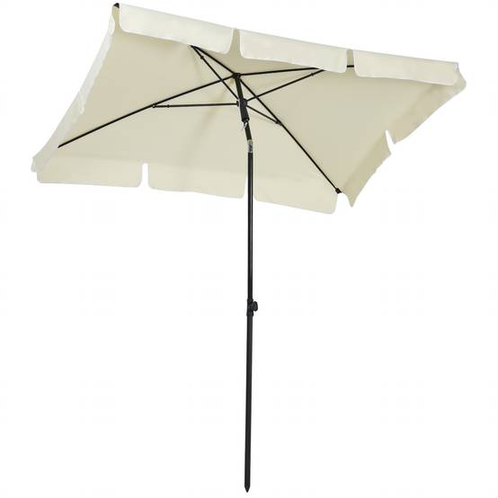 Parasol de jardin Parasol droit rectangulaire inclinable - 198x130x245cm Aluminium Beige fr277 - Image 1