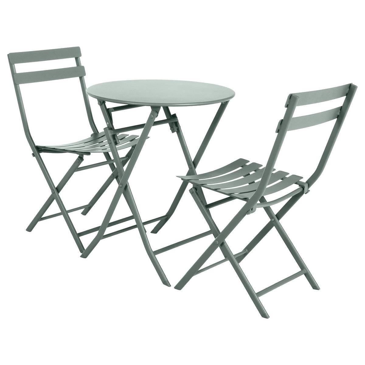 Hesperide - Table de jardin pliante ronde "Greensboro" vert olive 2 places en acier traité époxy - Hespéride - Imagen 2