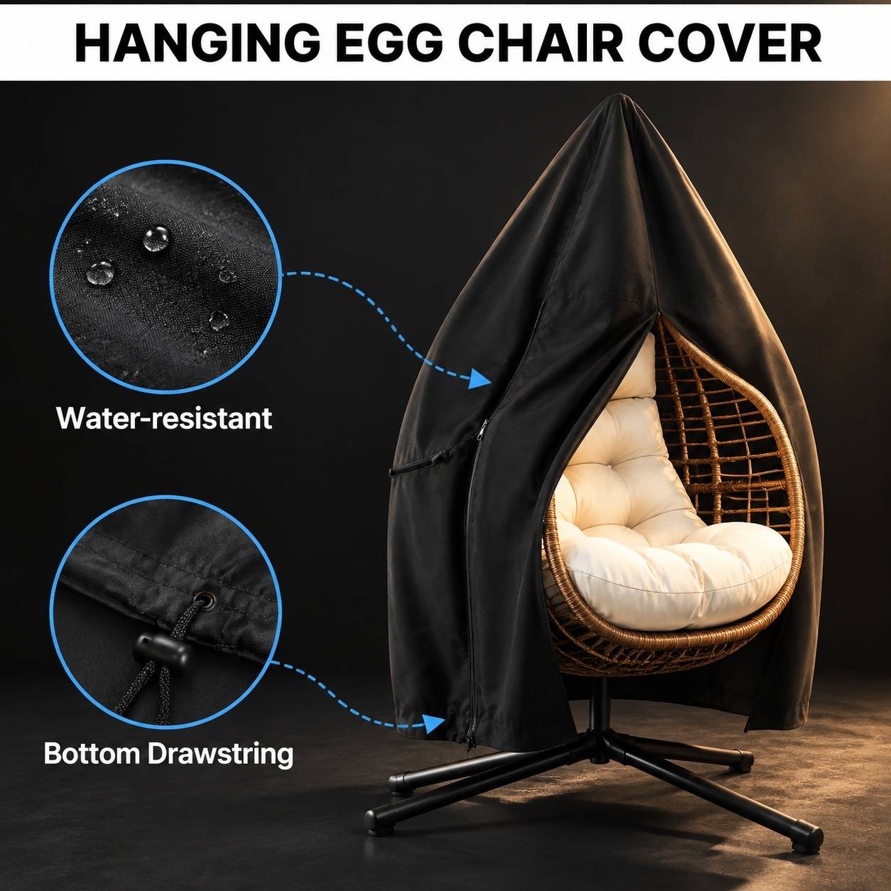 Housse Imperméable Protection Solaire pour Chaise Œuf Suspendue - Image 2