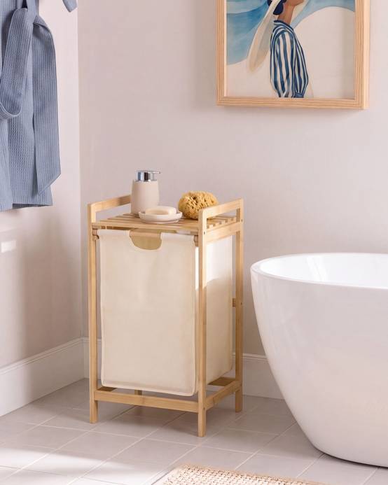 Beliani - Paniers à linge Tissu Marron clair/beige TOROTAL - 94x33x78- Beliani - Image 1