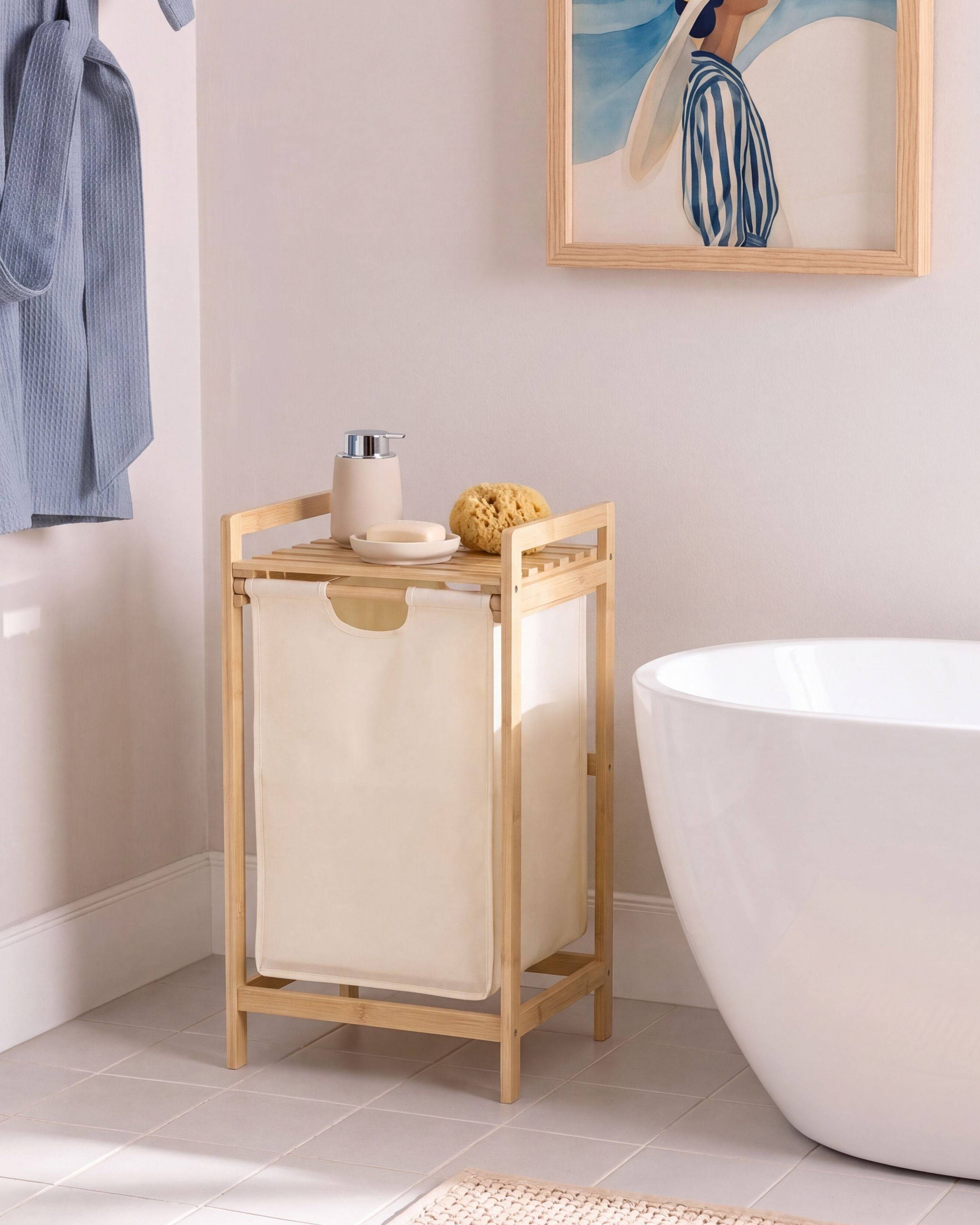 Beliani - Paniers à linge Tissu Marron clair/beige TOROTAL - 94x33x78- Beliani - Image 1