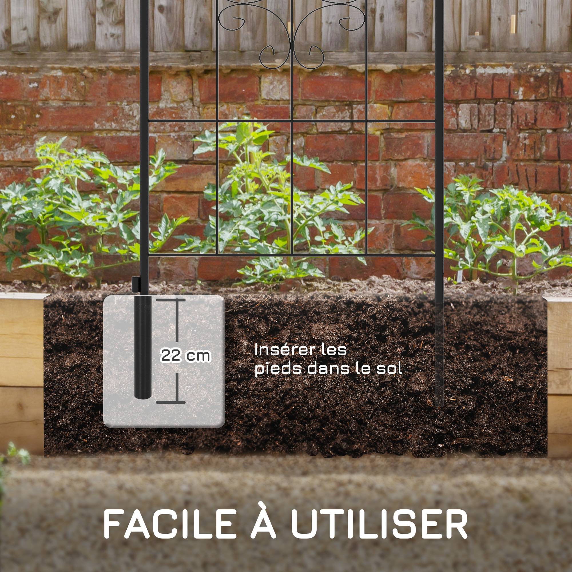Lot de 2 treillis de jardin acier noir 50 x 1 x 180 cm - PANGIVO - Image 7