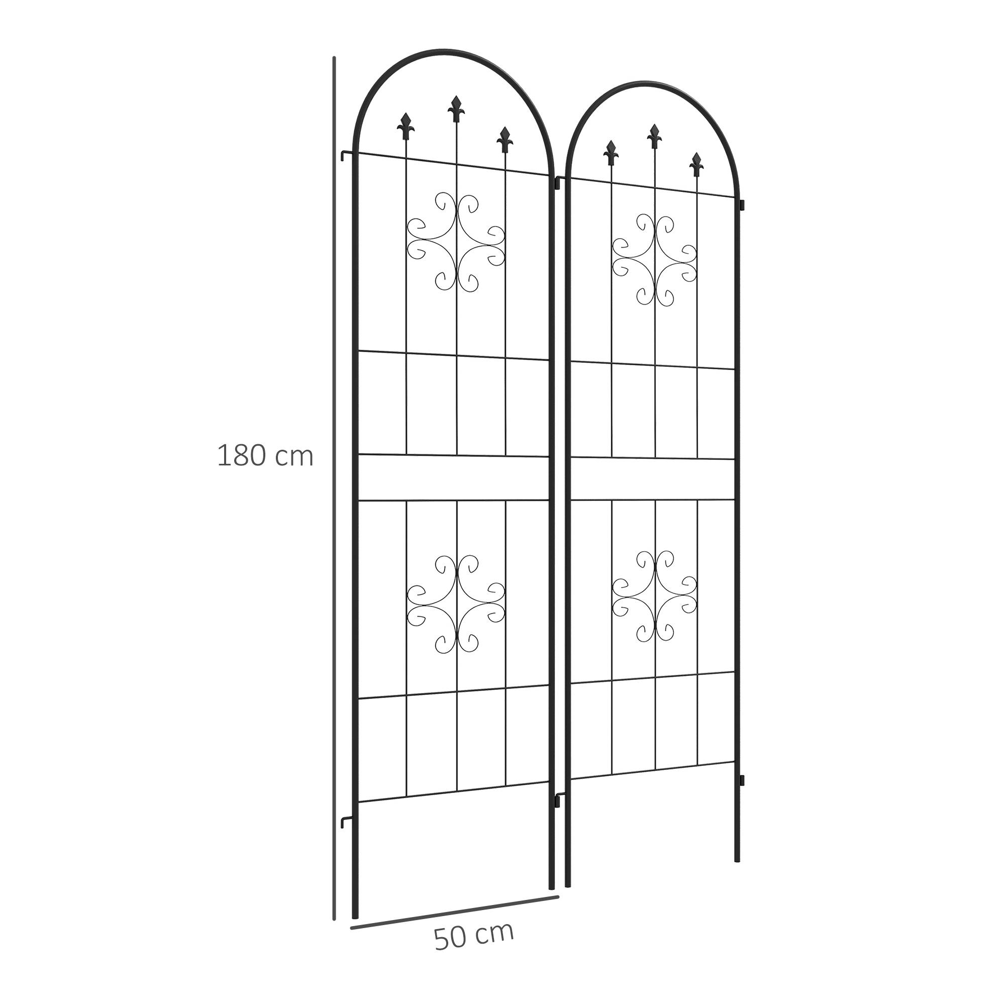 Lot de 2 treillis de jardin acier noir 50 x 1 x 180 cm - PANGIVO - Image 5
