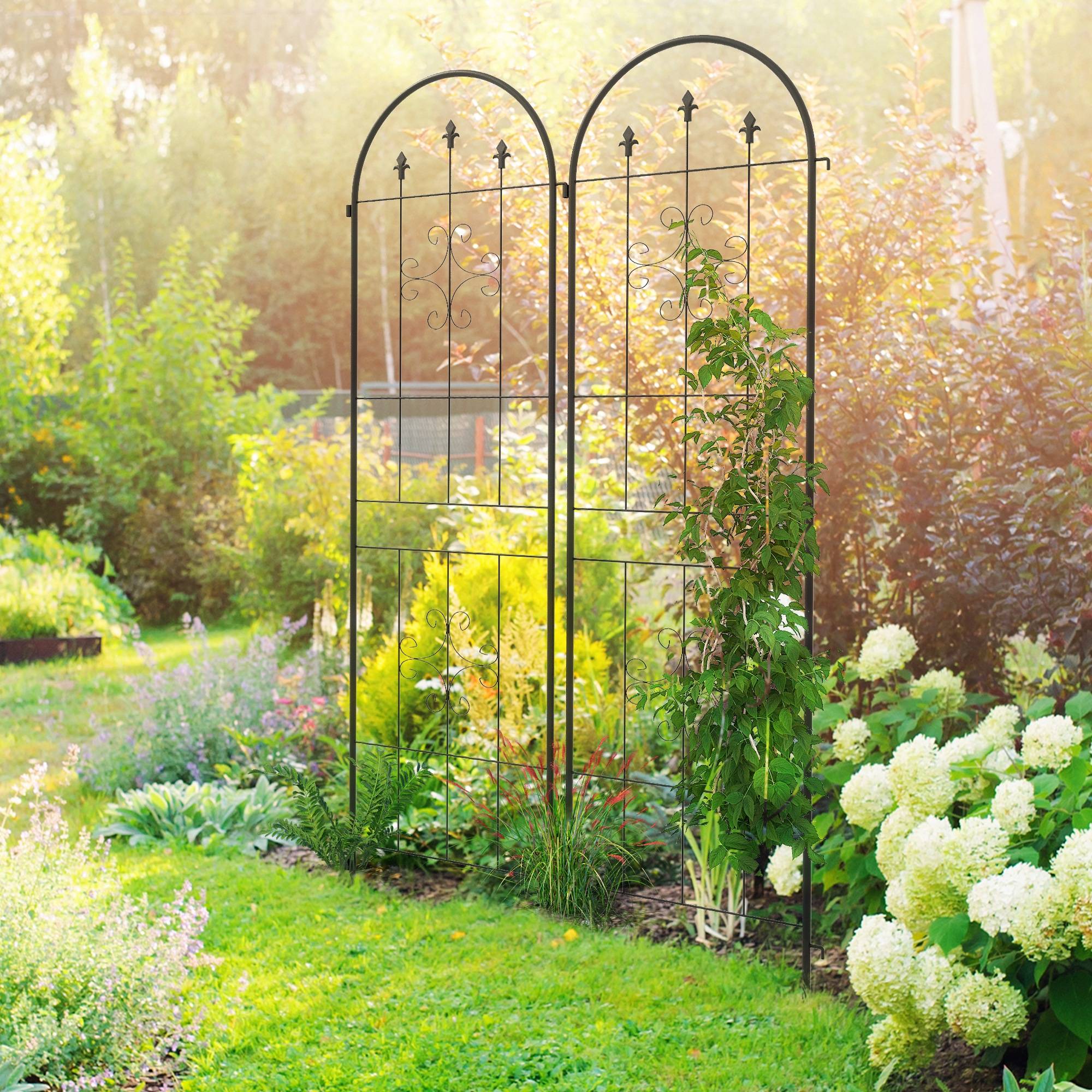 Lot de 2 treillis de jardin acier noir 50 x 1 x 180 cm PANGIVO — free download