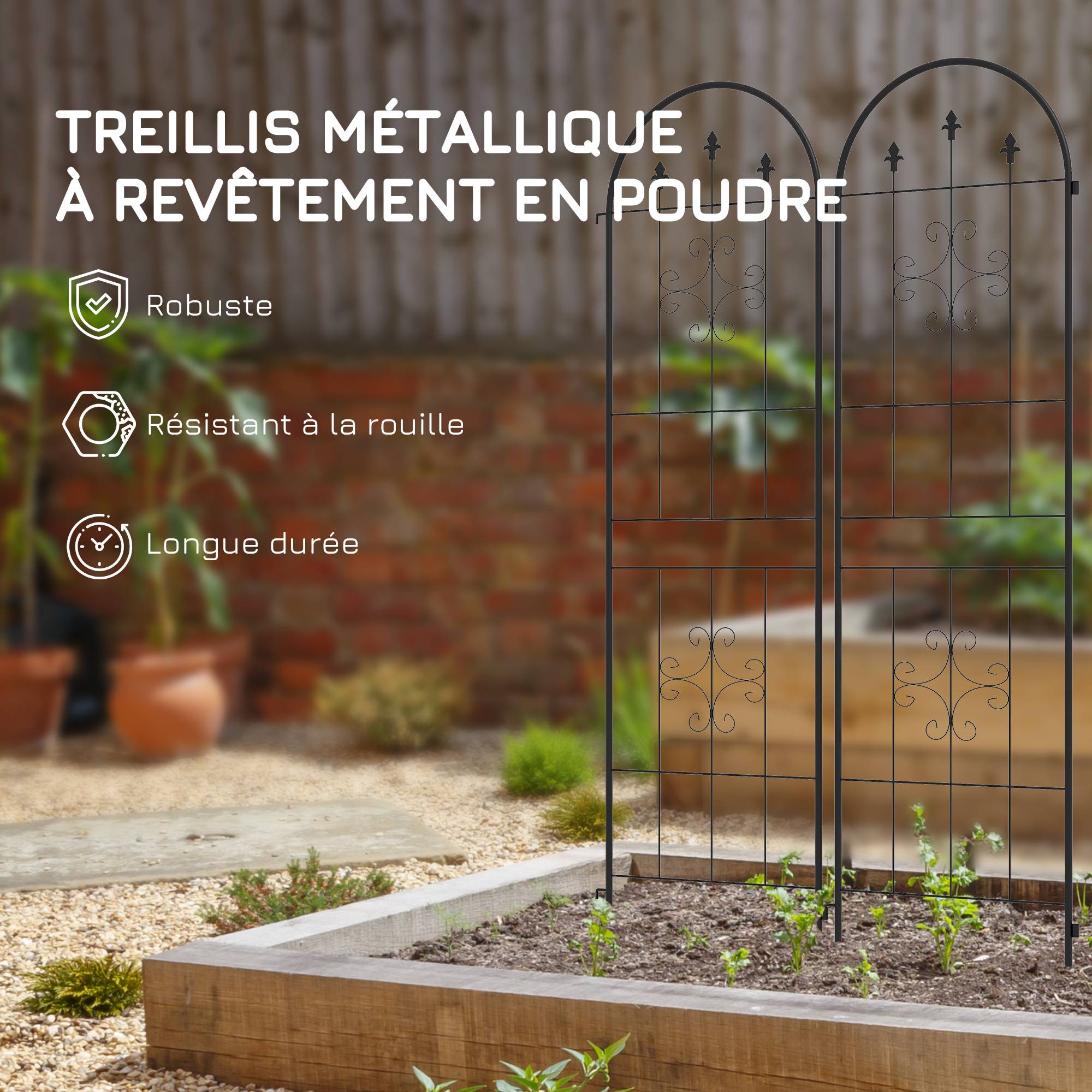 Lot de 2 treillis de jardin acier noir 50 x 1 x 180 cm - PANGIVO - Image 8