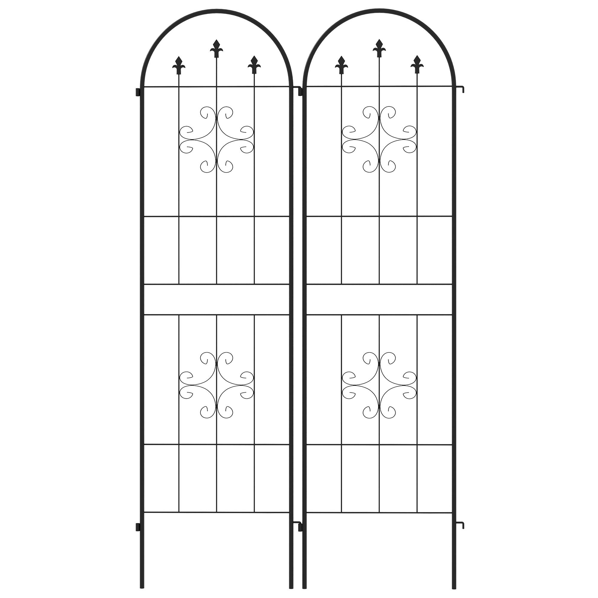 Lot de 2 treillis de jardin acier noir 50 x 1 x 180 cm - PANGIVO - Image 2