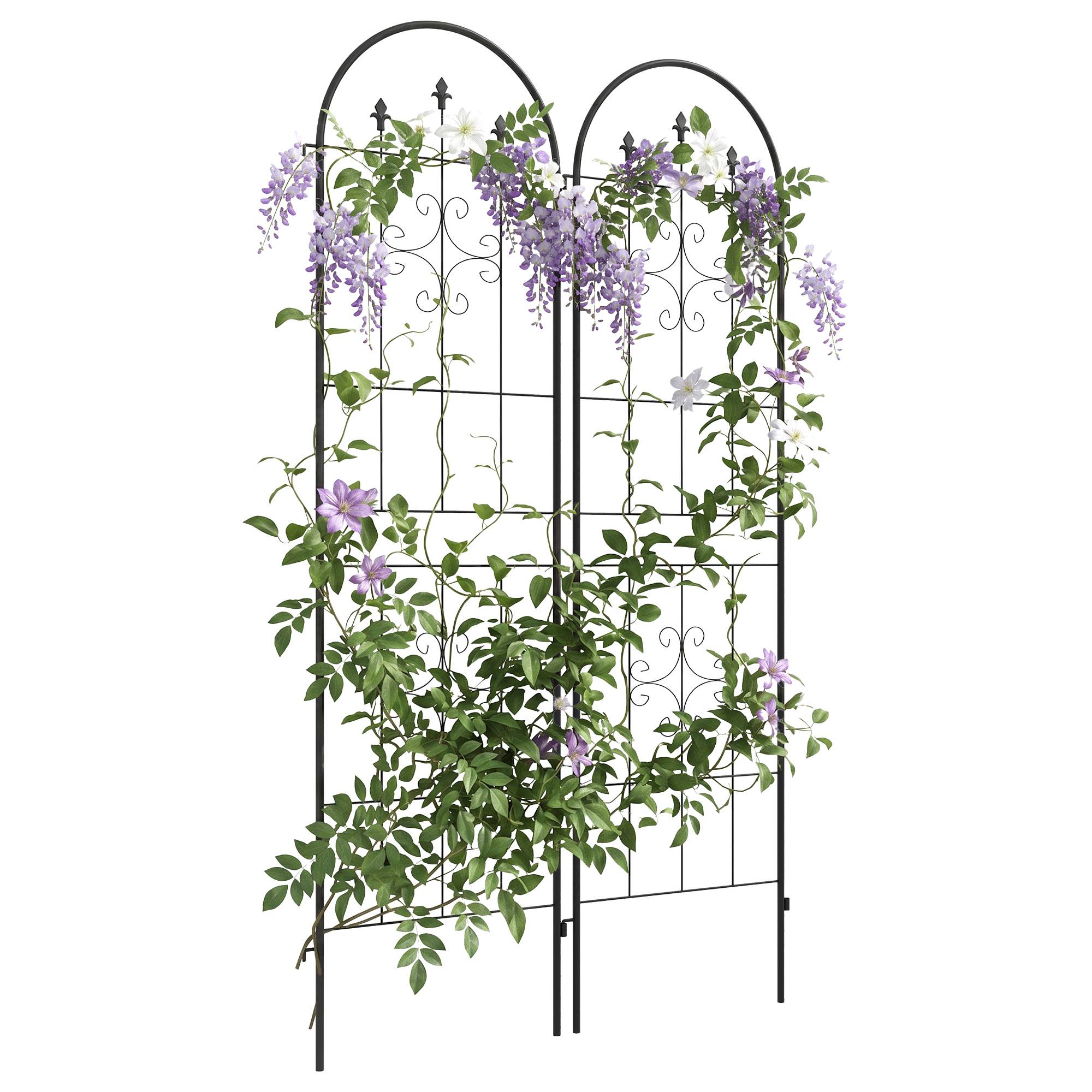 Lot de 2 treillis de jardin acier noir 50 x 1 x 180 cm - PANGIVO - Image 1