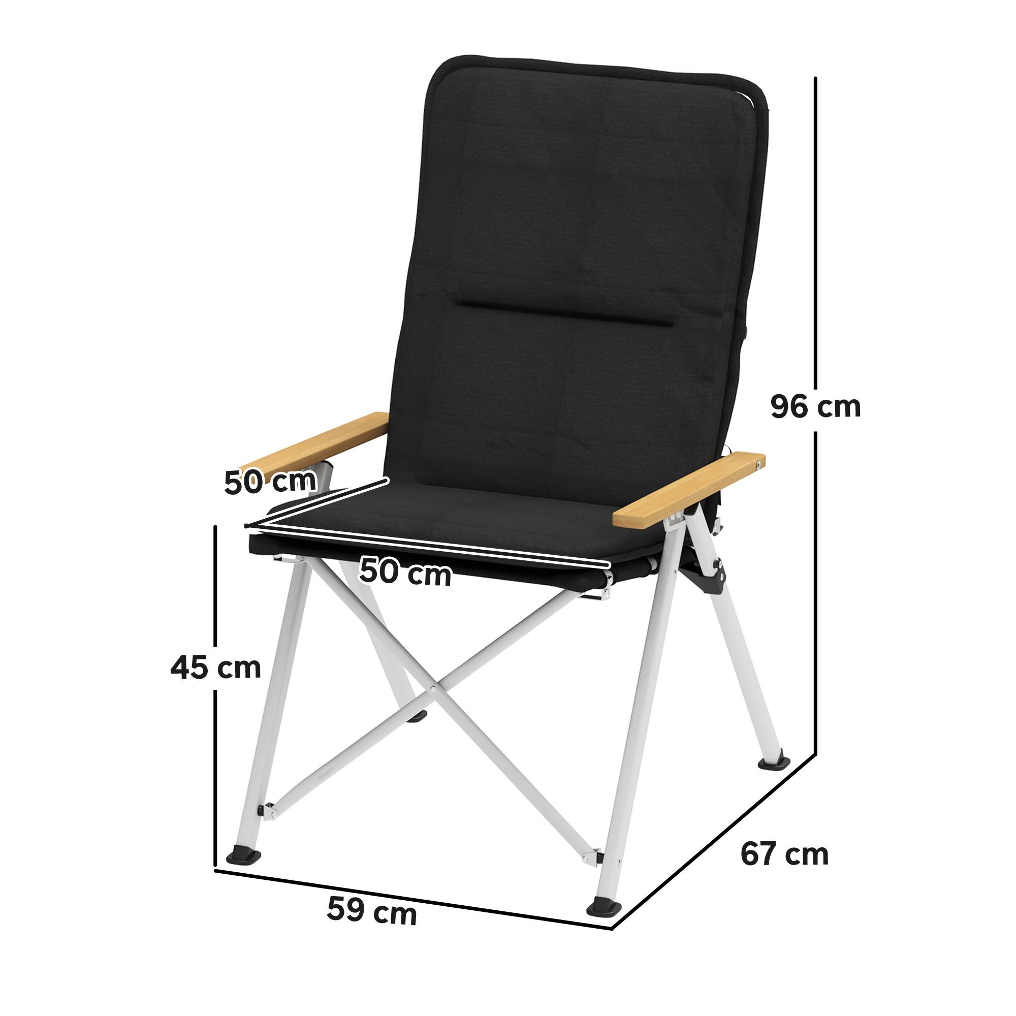 Chaise de camping pliante aluminium noir 59 x 67 x 96 cm - PANGIVO - Image 5