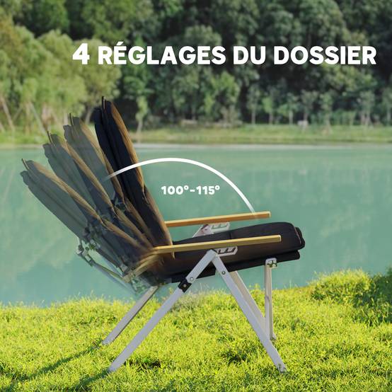 Chaise de camping pliante aluminium noir 59 x 67 x 96 cm - PANGIVO - Image 6